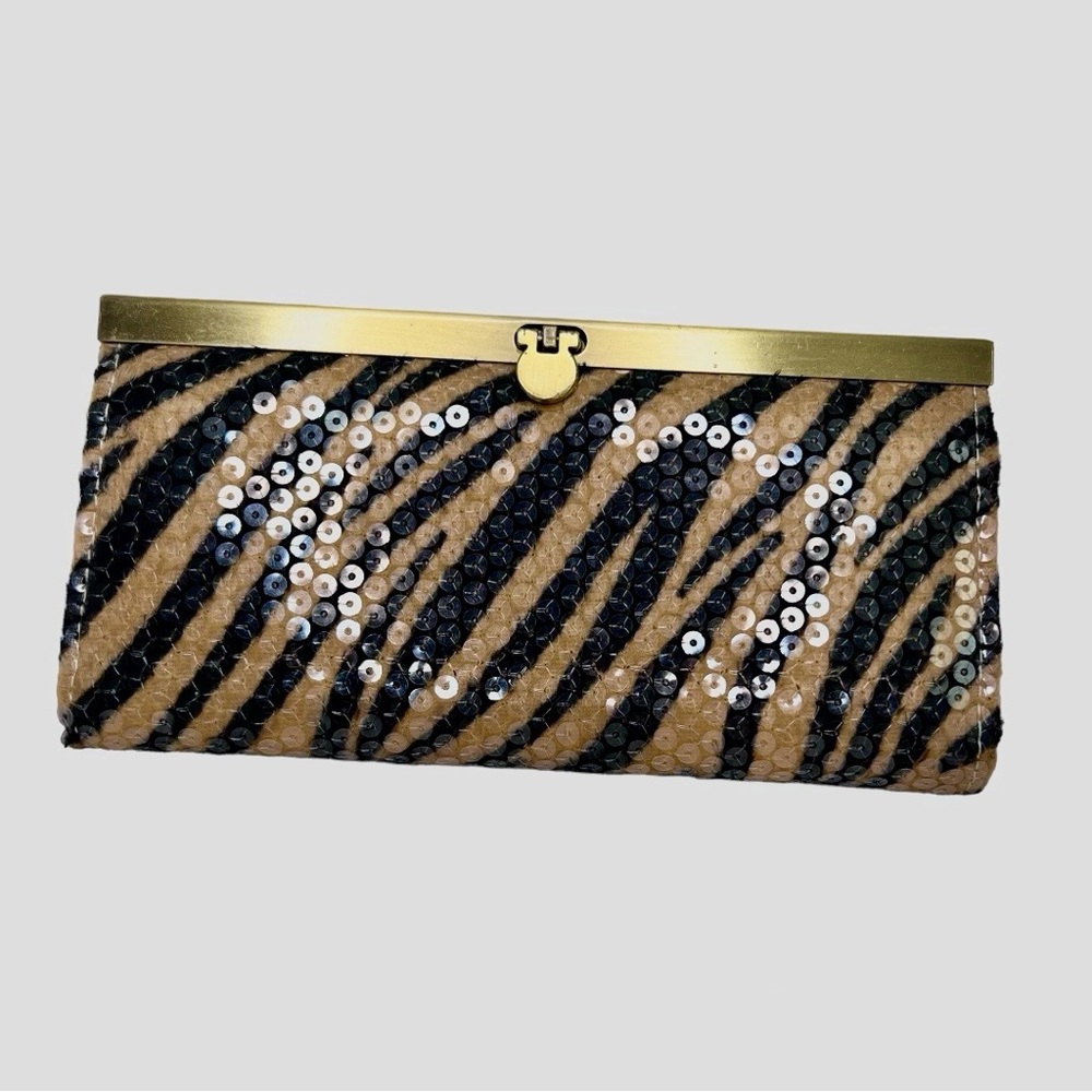 Depeche Mode NY sequin leopard print wallet clutch